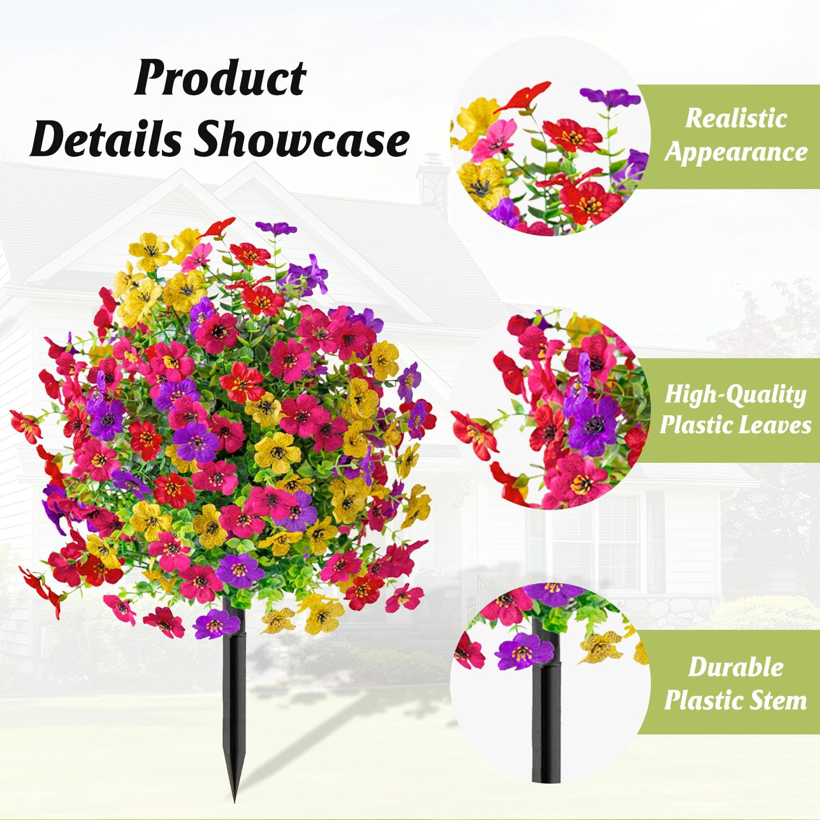 Artificial Daisy Topiary Ball Trees, 2 Set of 20.1'' Silk UV Colorful Resistant Realistic Faux Flowers with Ground Spike, Fake Plants for Planter Porch Patio Yard Garden