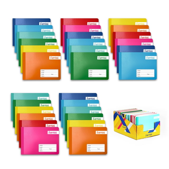 Cuaderno Cosido Italiano Ferrini Pasta Semi Rígida 100 Hojas Caja 30 Piezas Cuadro Grande