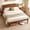 Brown, variant on Gymax Twin Size Wooden Platform Bed Frame w/Curved Headboard Solid Pine Wood Legs Walnut