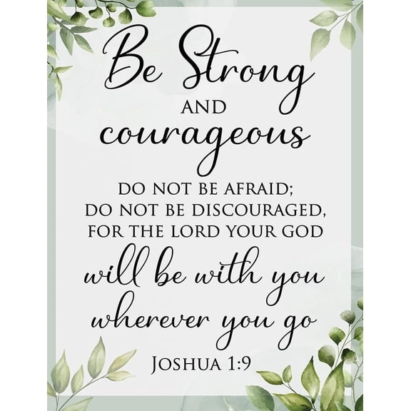 Scripture Wall Art Bible Verses Joshua 1:9 Room Decor Religious Gift Christian Wall Decor for Home Office Bedroom Living Room Nursery poster