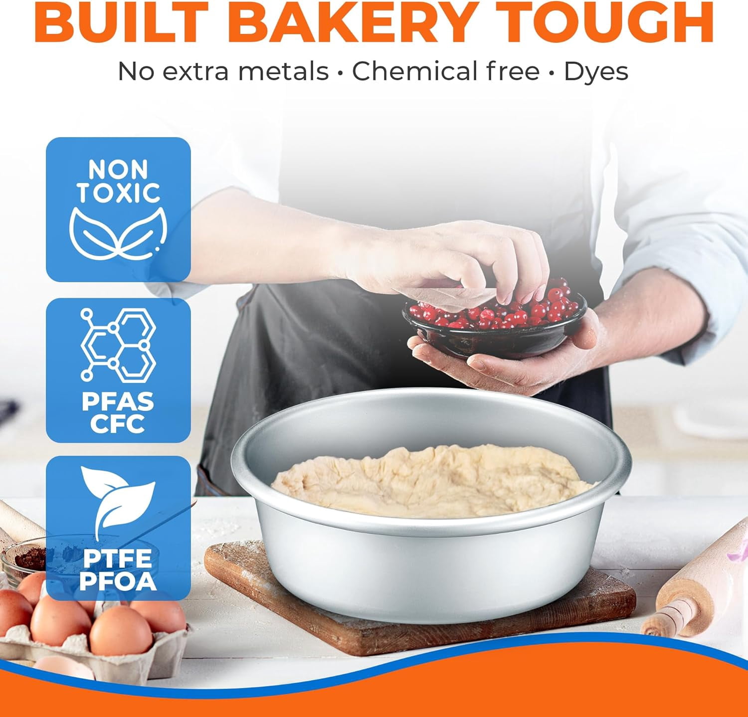 8-Inch Anodized Aluminum Cheesecake Pan – Compatible with Pressure Cooker & Air Fryer, Oven Safe to 500°F, Includes Recipe Booklet