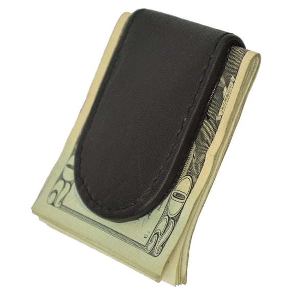 Slim Magnetic Money Clip Genuine Leather Business Card Holder Pocket Cash Wallet