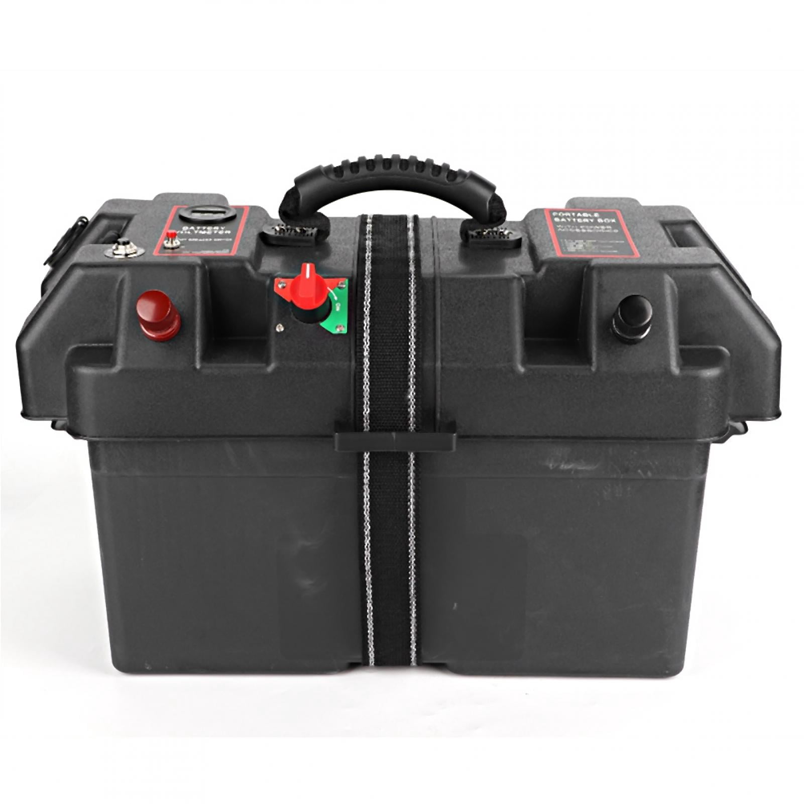 Trolling Motor Battery Box With USB & 12V Ports - Power Center For Minn Kota, Fits Group 24/27 Batteries