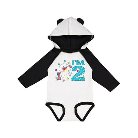 

Inktastic I m Two- Unicorn Second Birthday Gift Baby Boy or Baby Girl Long Sleeve Bodysuit