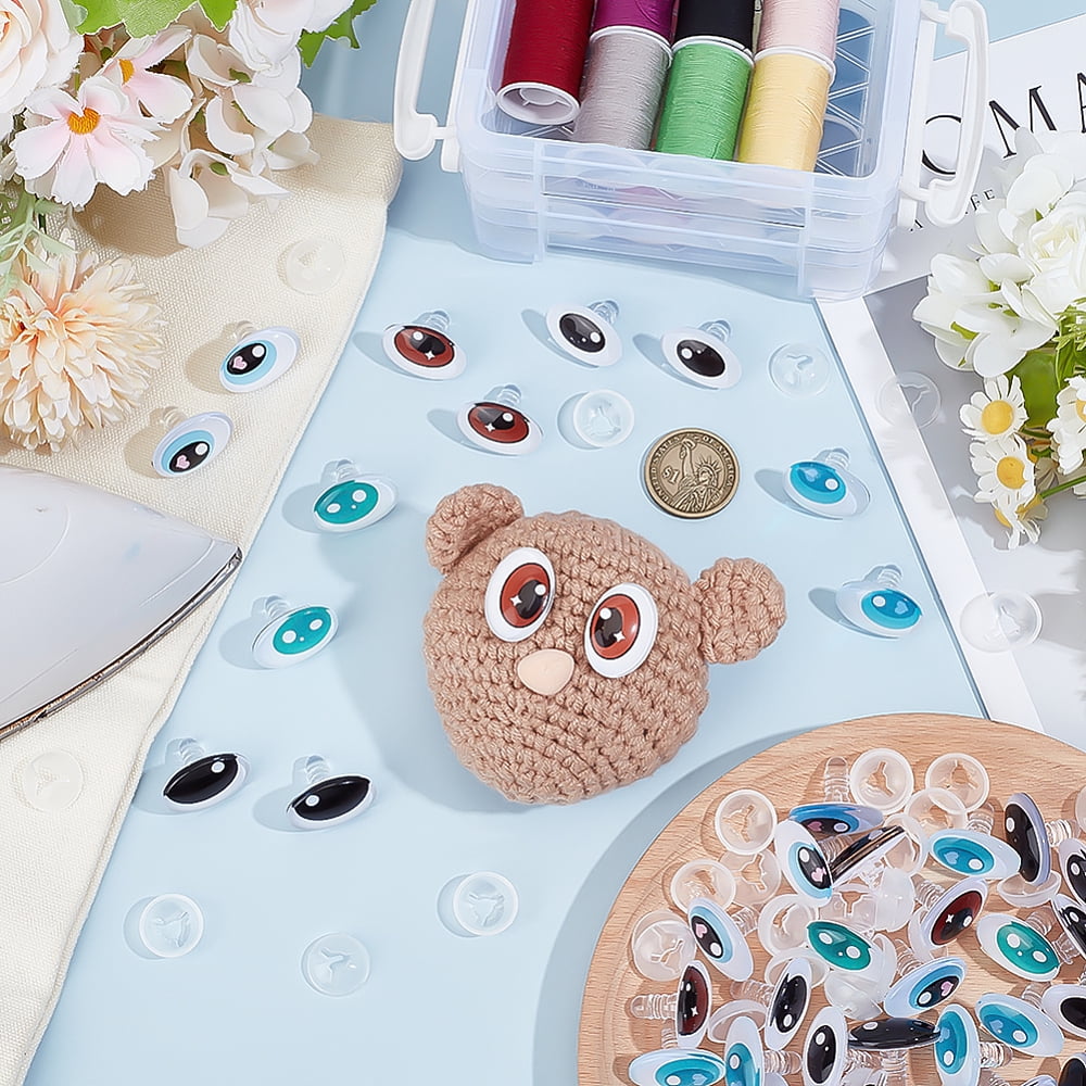 Glass Craft Eyes Safety Eyes with Spacer Oval Mixed Color 18x25x21mm 24pcs/set