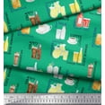 thumbnail image 3 of Soimoi Green Cotton Duck Fabric Text & Soft Drinks Party Print Sewing Fabric Yard 42 Inch Wide, 3 of 3