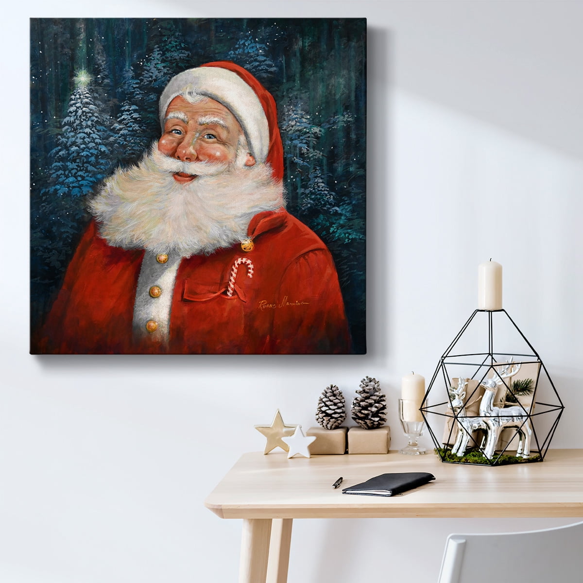 Candy Cane Santa- Gallery Wrapped Canvas