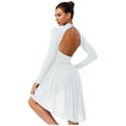 thumbnail image 4 of zdhoor Women's Shiny Rhinestone Lyrical Dance Dress Long Sleeve Tulle Skirt Leotard Dancewear White L, 4 of 5