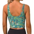 thumbnail image 3 of Haiem Mushrooms and Flowers Pattern Womens Sports Bra - U Neck Padded Low Impact Yoga Bra Workout Crop Top Gym Moisture-Wicking Workout Vest -Large, 3 of 9