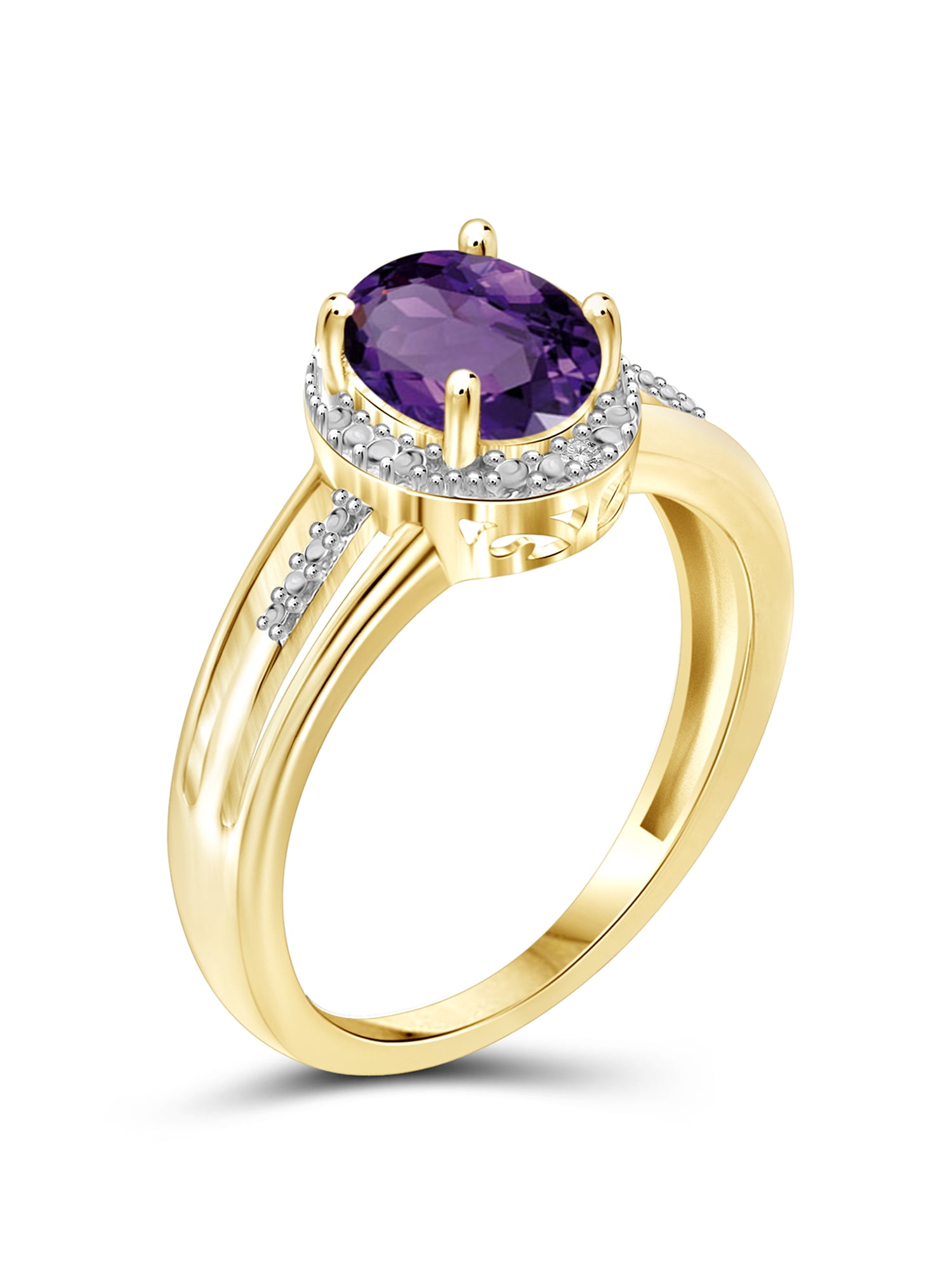 1.35 Carat Amethyst Gemstone and Accent White Diamond Ring