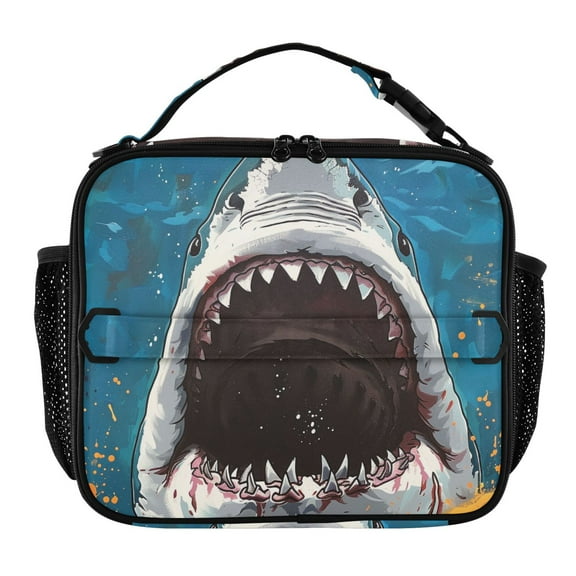 ALAZA Shark Big Mouth Lunch Box Insulated Lunch Bag Cooler Tote with Shoulder Strap