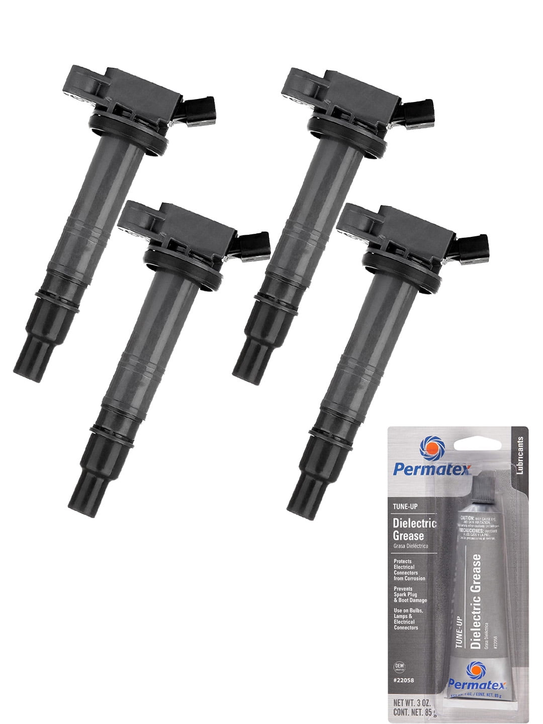 Set of 4 Ignition Coils and Permatex 22058 Dielectric TuneUp Grease