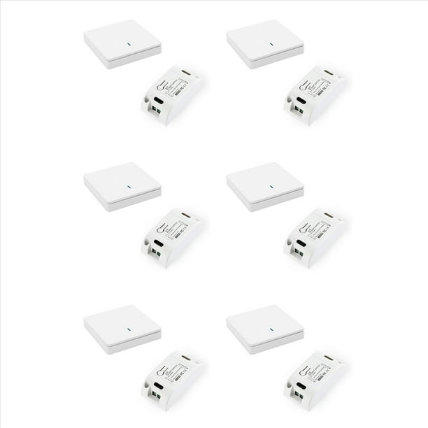 6X Interruptor de Luz Inteligente Inalámbrico 433MHz Control de Iluminación Interruptor Inteligente CA 90-250V 10A Módulo (1 W y 1 C)