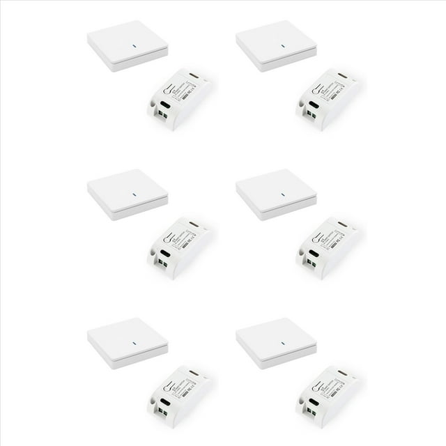 6X Interruptor de Luz Inteligente Inalámbrico 433MHz Control de Iluminación Interruptor Inteligente CA 90-250V 10A Módulo (1 W y 1 C)