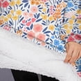 thumbnail image 3 of Oversized Wearable Blanket Hoodie,Pink Pioneer Flower Pattern Sherpa Blanket Hoodie with Super Pockets,Super Warm Fuzzy Pullover for Women & Men, 3 of 6