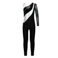 thumbnail image 2 of YONGHS Girls Full Body Unitard Mesh Sleeve Leotard Gymnastics Ballet Dance Bodysuits Jumpsuit Black 10, 2 of 6