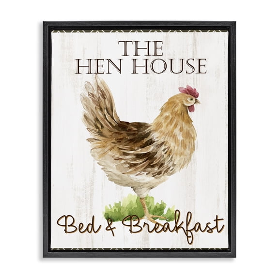 Stupell Industries Hen House Bed and Breakfast Black Framed Floater Canvas Wall Art, design by Anne Bailey
