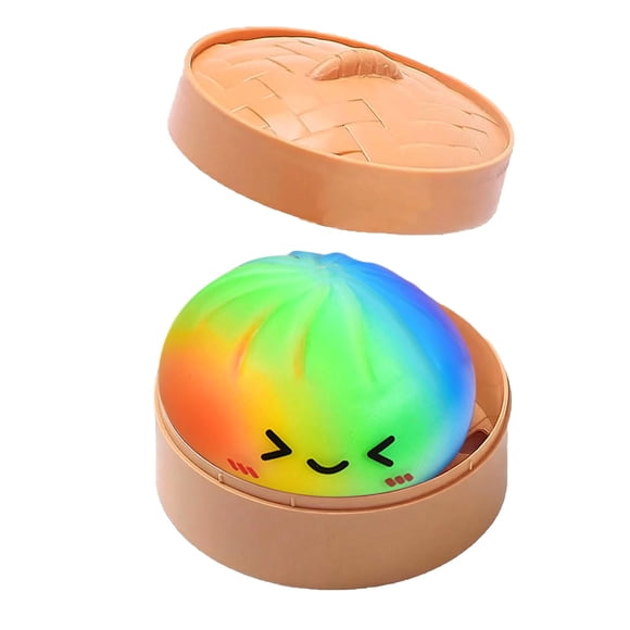 Mega Rainbow Dumpling Squishy Toy & Rare Glitter Bao Bun Stress Relief Fidget Toy, Mystery Blind Box Collectible, Soft Squeeze Anxiety Relief for Adults