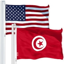 G128 Combo Pack: USA American Flag 3x5 Ft 150D Printed Stars & Tunisia (Tunisian) Flag 3x5 Ft 150D Printed