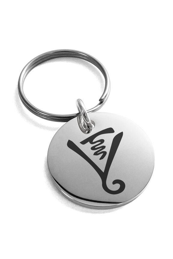 Stainless Steel Reiki Dumo Tibetan Master Engraved Small Medallion Circle Charm Keychain Keyring