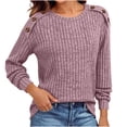 thumbnail image 6 of Inverlee Womens Crewneck Long Sleeve Ribbed Button Shoulder Pullover Loose Soft Knit for Casual Daily Sweater Oversized Relaxed Fit Autumn Layering BlouseS-XXL, 6 of 8