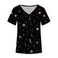 thumbnail image 4 of Blusa de camiseta informal con estampado de manga corta y cuello en V de verano para mujer a la moda Fridja  bn5970, 4 of 5