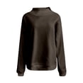 thumbnail image 4 of HNMKIU Women's Loose Casual Half High Neck Split Wide Collar Womens Sweatshirt Soft Comfortable Pullover Winter Top for Women Z10183-Brown,L, 4 of 4