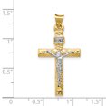 thumbnail image 2 of 14k Two Tone Gold Inri Lord Jesus Christ Crucifix Holy Cross Necklace Charm Pendant Religious, 2 of 6