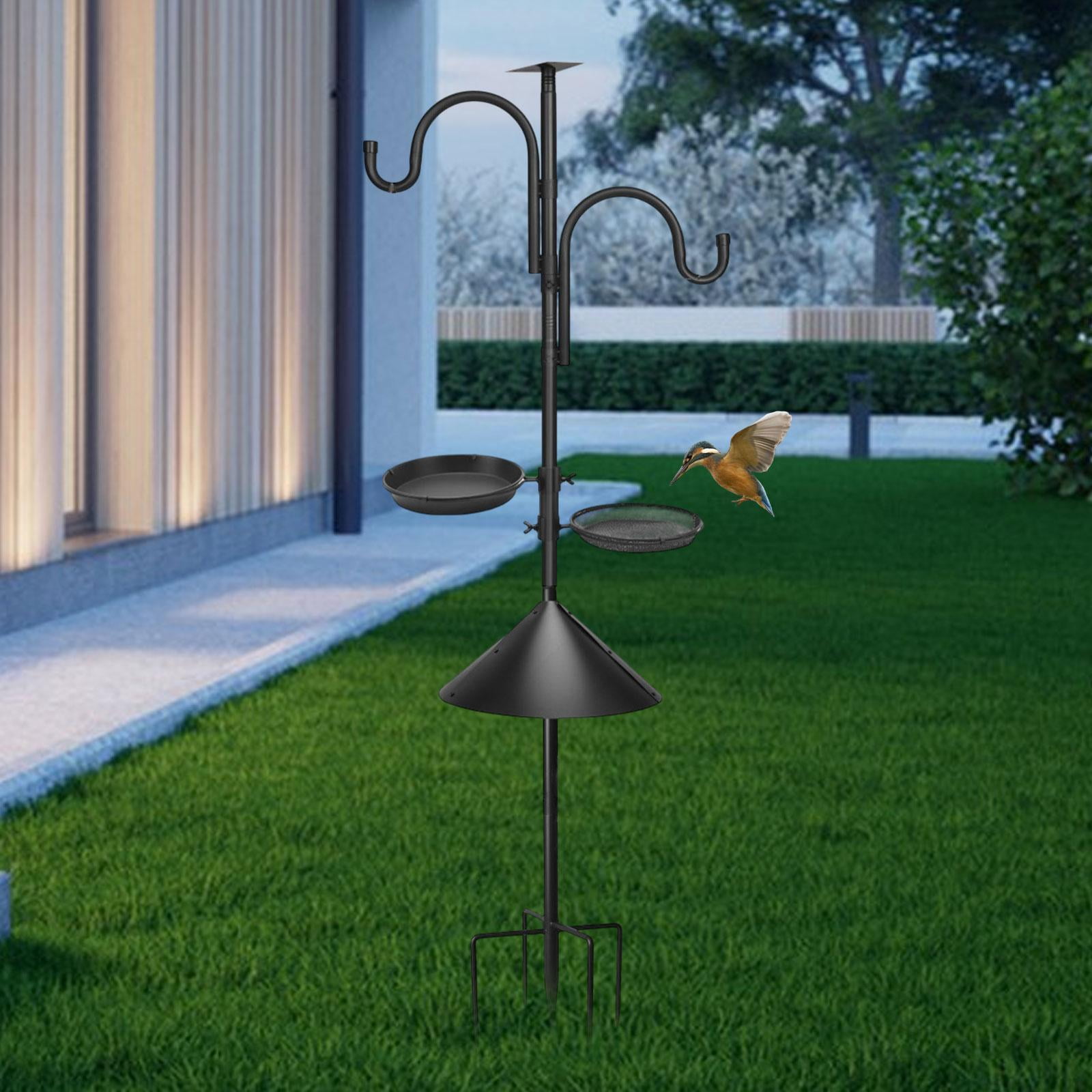 colaxi Bird Feeding Station Bird Feeder Pole Gifts Black Heavy Duty Accessories Multi Feeder Hanging Kit for Plants Baskets Lantern