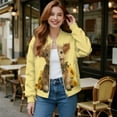 thumbnail image 2 of SCRAWLGOD Highland Cow Sunflower Print Yellow Womens Long Sleeve Crewneck Zip Up Sweatshirts Jackets Full Zip Up Lightweight Jacket Casual Loose Outwear Coat with Pockets, XXL, 2 of 7