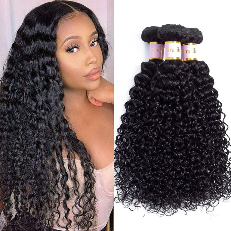 10A Brazilian Curly Hair Weave 3 Bundles Kinky Curly Human Hair 100% Unprocessed Hair Weft Extensions Color(20 22 24inch) Walmart.com