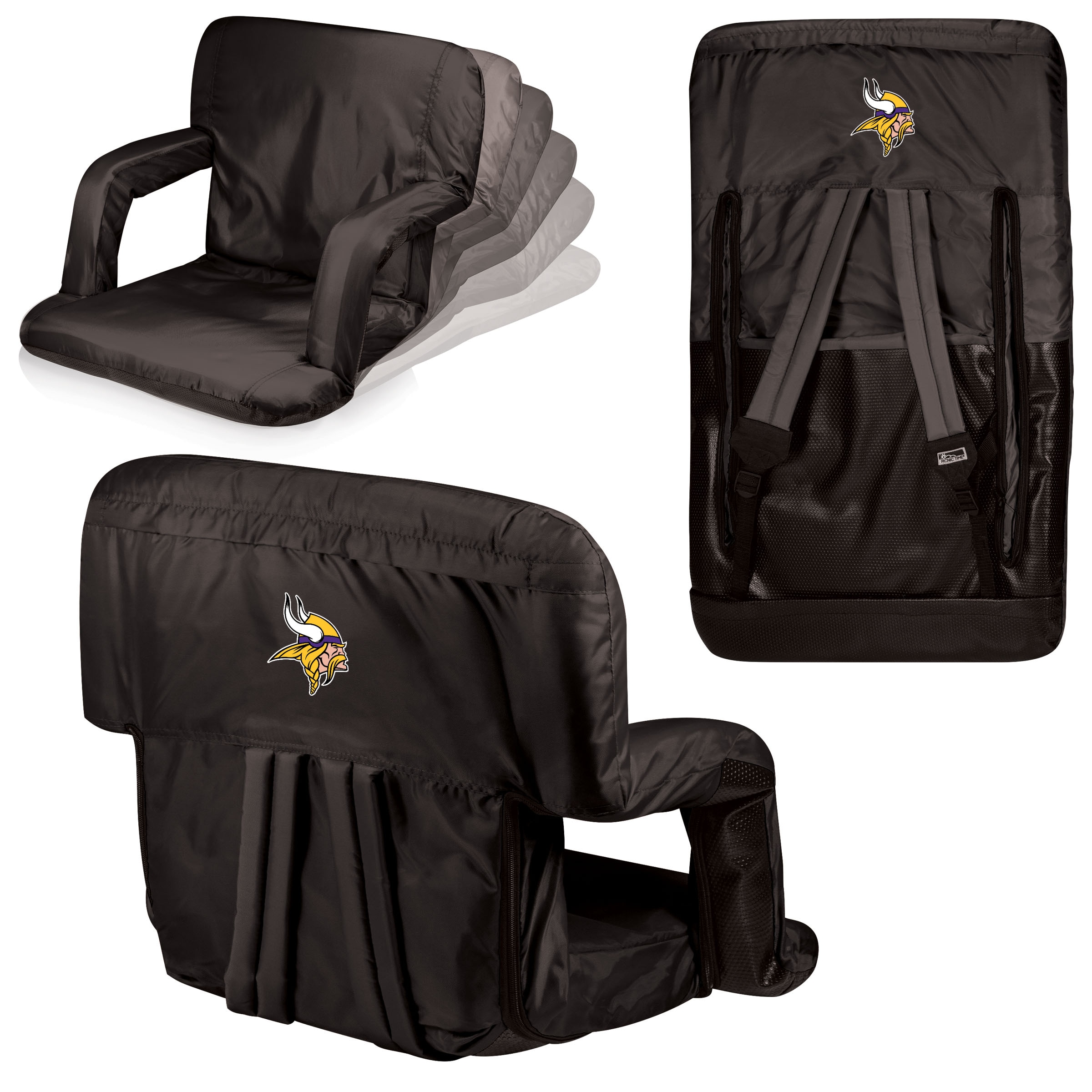 Minnesota Vikings Ventura Seat Portable Recliner Chair - Black