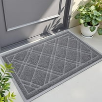 Buganda Door Mat Outside, Heavy Duty Dirt Trapper Doormat, Non Slip Low Profile Mat for Inside, 17"x30", Grey