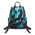 thumbnail image 2 of Naloa Blue Full Moon Wolf Print Lightweight DayBackpack Suitable for school, work, shopping, travel, etc., 2 of 5