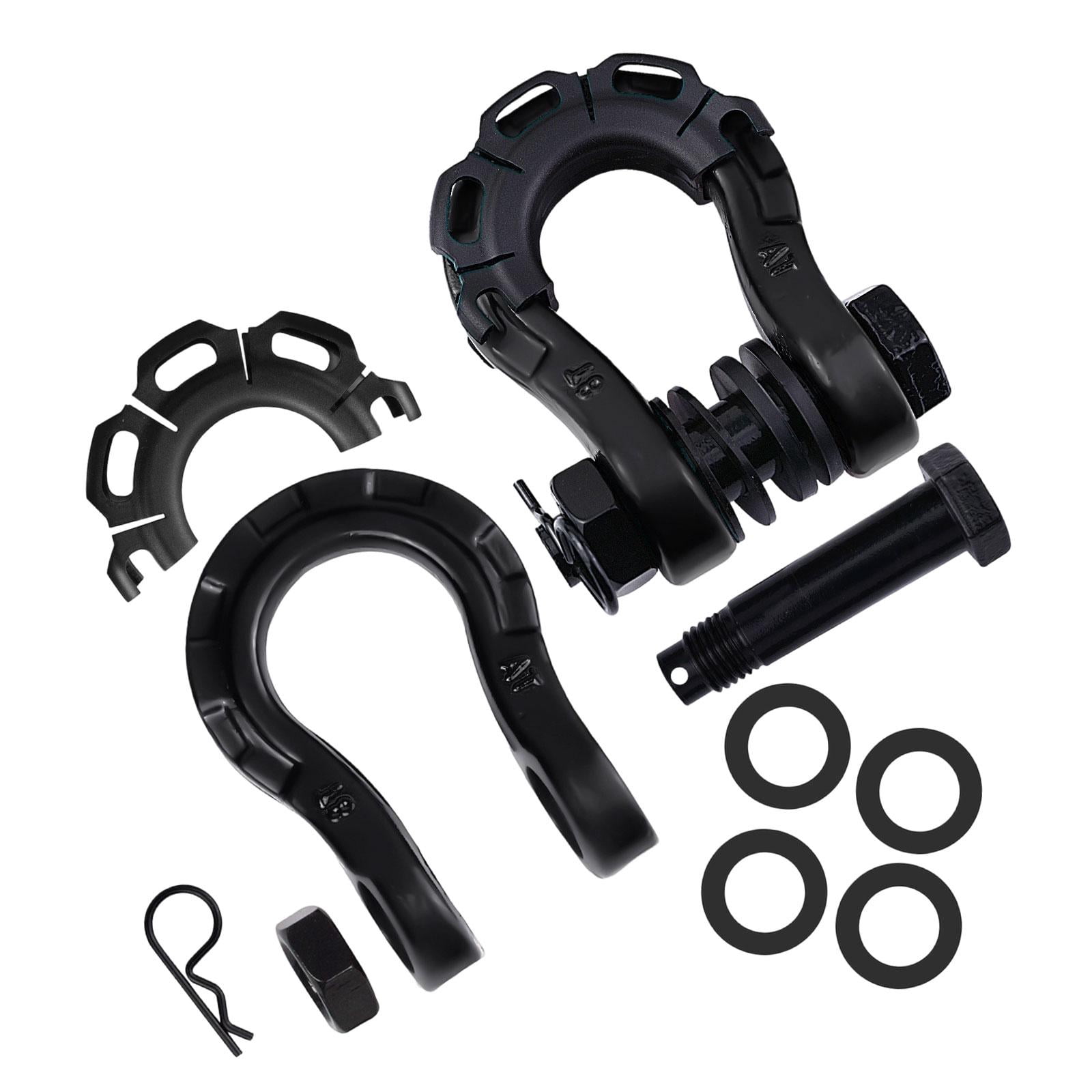 JISADER 2 Pieces D Ring Shackles Easy to Use Heavy Duty Off Roads Towing Accessories Black