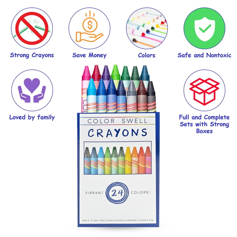 Color Swell Bulk Crayons - 10 Packs 24 Crayons per Pack (240 Crayons Total)  - Bulk Crayons 
