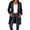 (New42)Black, variant on Ladies Mid Length Hooded Ribbed Knit Coat Casual Fall Winter Warm Layering Outer Jacket Daily Walking Loose Fit Outerwear