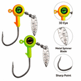 thumbnail image 3 of 10-Pack Spinner Jig Heads for Crappie with Willow Leaf Blades, 1/8 oz & 1/16 oz Weighted Hooks, Freshwater and Saltwater Fishing Lures, 3 of 6