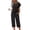 Black, variant on Ekouaer Capri Pajamas Set Women's Ruffle Sleeve Top and Capri Pants Soft Sleepwear Loungewear with Pockets