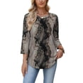 thumbnail image 3 of WIHOLL 3/4 Length Sleeve Crew Neck Button Fashion Clothing Dressy Casual Business Work Tops Summer Fall Outfits, 3 of 11
