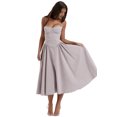 thumbnail image 3 of Women'S 2025 Summer Dress Spaghetti Strap Boho Fit Slim Fit Beach Sundress Light Gray S, 3 of 9