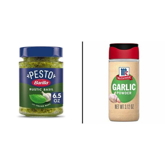 Barilla Rustic Basil Pesto Sauce 6.5 oz & McCormick Garlic Powder 3.12 oz