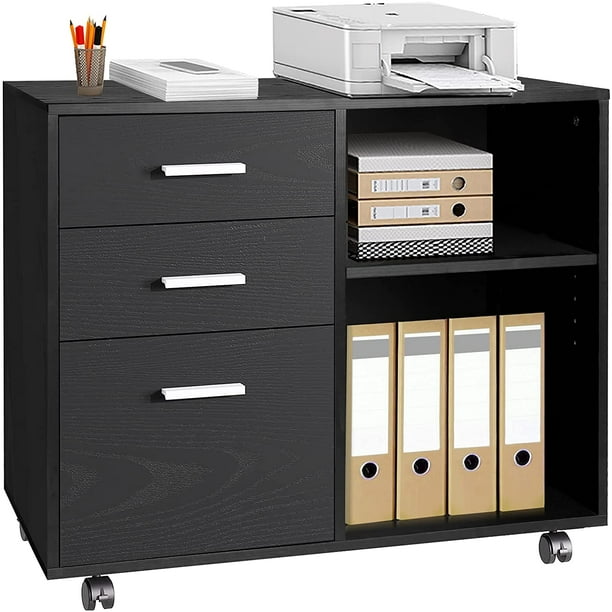 TUSY 3Drawer Wood File Mobile Lateral Filing for Home