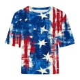 thumbnail image 3 of GERsome 4th of July T-Shirt for Women American Flag Short Sleeve Crewneck Tshirt USA Flag Stars Stripes Patriotic Graphic Tee S-3XL, 3 of 4