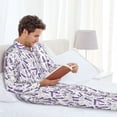 thumbnail image 6 of Lsque Lavender Flowers Pattern Long Sleeve Pajama Set for Men - Soft 2-Piece Sleepwear and Loungewear Set with Pockets, Comfy Nightwear-Medium, 6 of 7