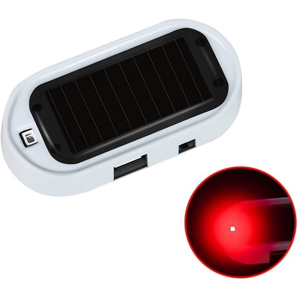 Alarma LED para coche, alarma solar para coche, luz antirrobo, luz intermitente antirrobo con sistema solar, alarma LED para coche, roja