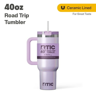 RTIC 40 oz Ceramic Lined Road Trip Tumbler, Leak-Resistant Lid with Straw, Lavender Glitter