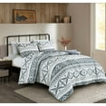 thumbnail image 2 of Chezmoi Collection Zella 3-Piece Southwestern Geometric Motif Comforter Set, Multicolor Gray White Light Brown Printed Washed Microfiber Bedding, Full, 2 of 9