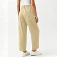 thumbnail image 3 of Lmueinov 2026 Women's High Waist Button Zip Fly Wide Leg Pants, 100% Cotton Soft Breathable Casual Straight Leg Office Trousers with Side Pockets S-3XL, 3 of 7