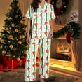thumbnail image 2 of Weebloom Womens Christmas Pajamas Xmas Print Short Sleeve Button Down Top With Soft Pants Holiday Pj'S Pajama Green Xl, 2 of 6